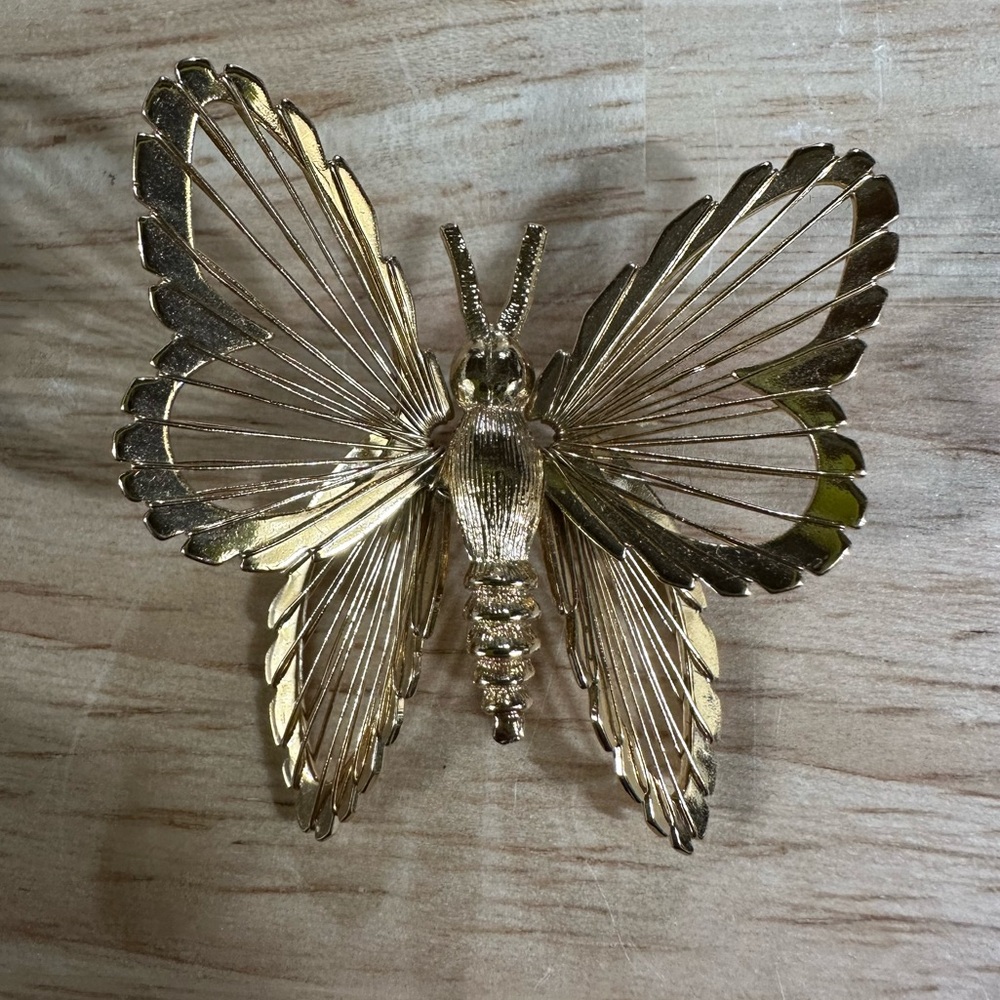 Vintage Monet Gold Butterfly Brooch